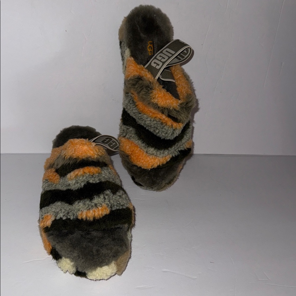 NWOT UGG 1118164 Fluff Yeah Slide Cali Collage Slipper Camouflage Women’s Size 8